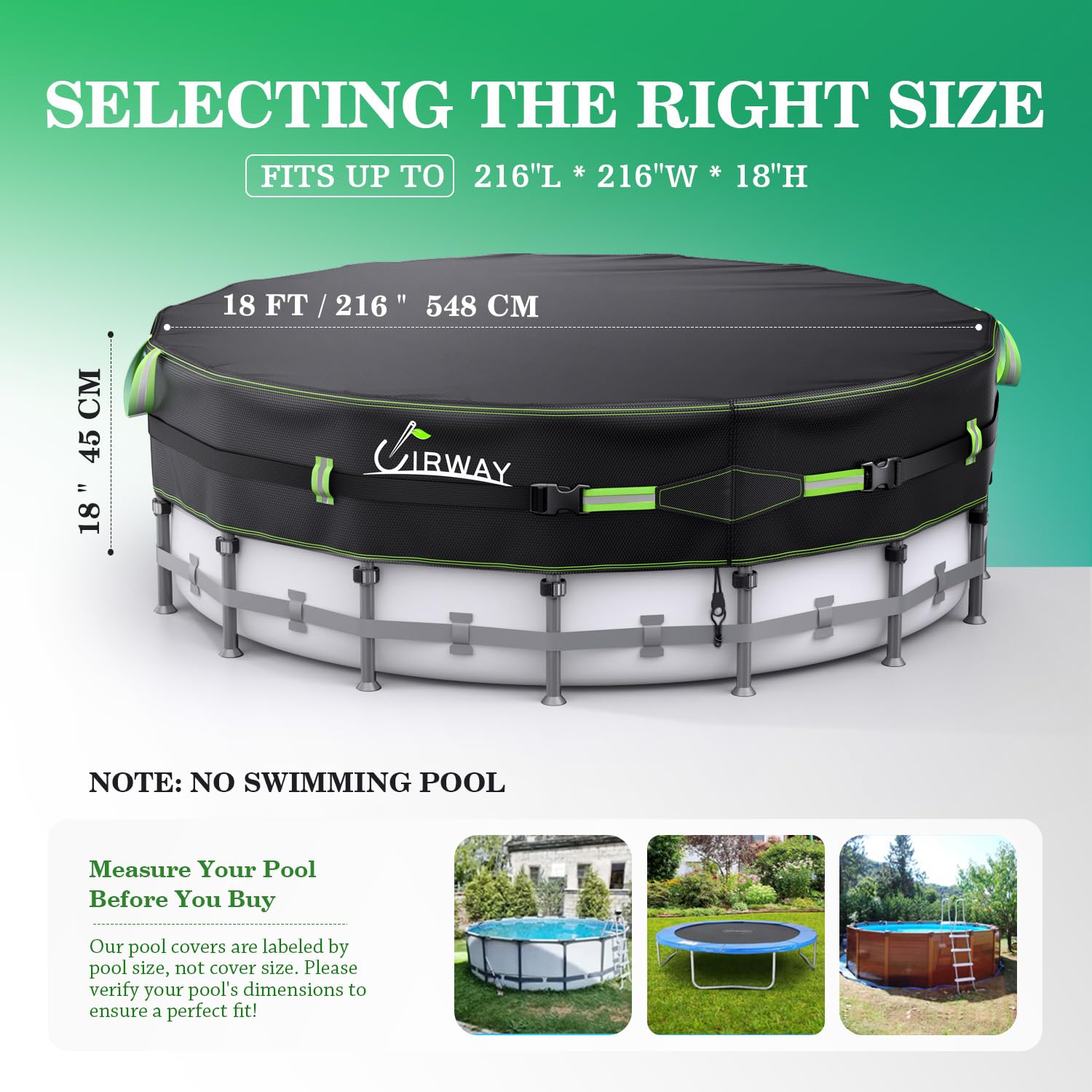 Extra-Thick Winter Pool Cover – 200gsm Heavy-Duty,Windproof Cover for Above-Ground Pools