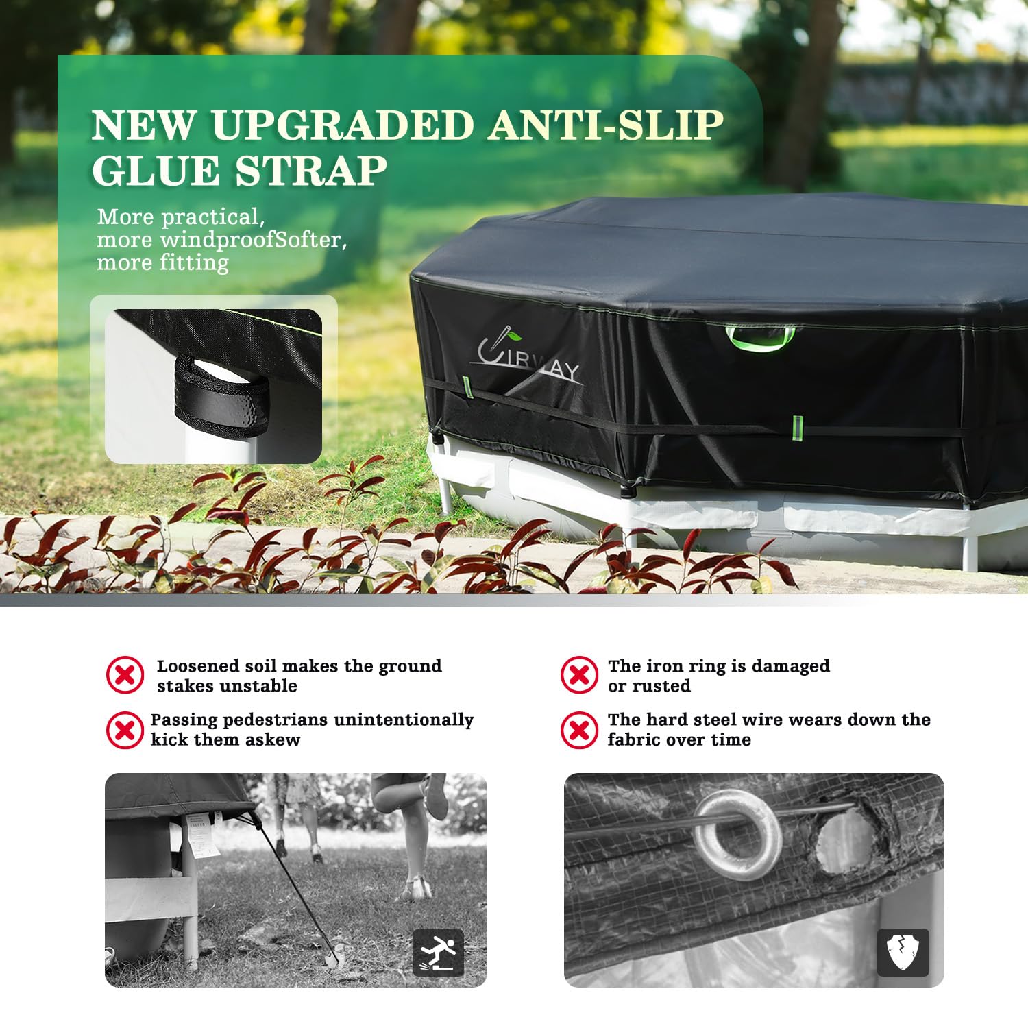 Extra-Thick Winter Pool Cover – 200gsm Heavy-Duty,Windproof Cover for Above-Ground Pools